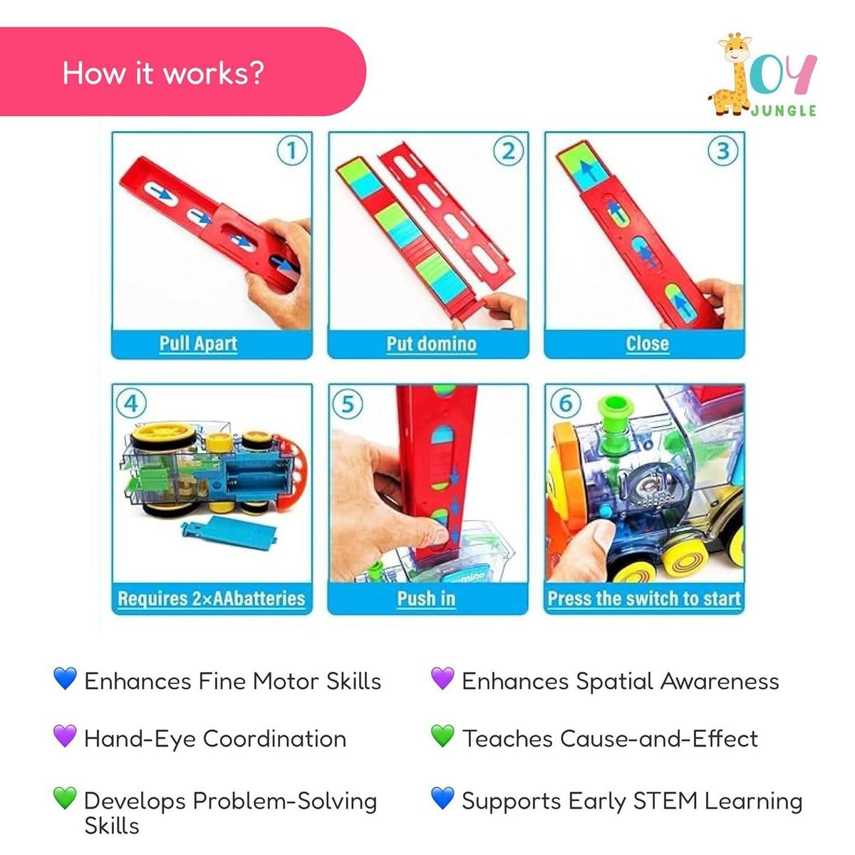 Train Toy Domino Set for Kids BPA Free Plastic with Sound Effects - ɢɪꜰᴛʟᴜxᴇ