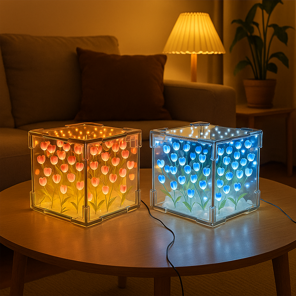 Tulip Cube Mirror Lamp 🌸 - ɢɪꜰᴛʟᴜxᴇ