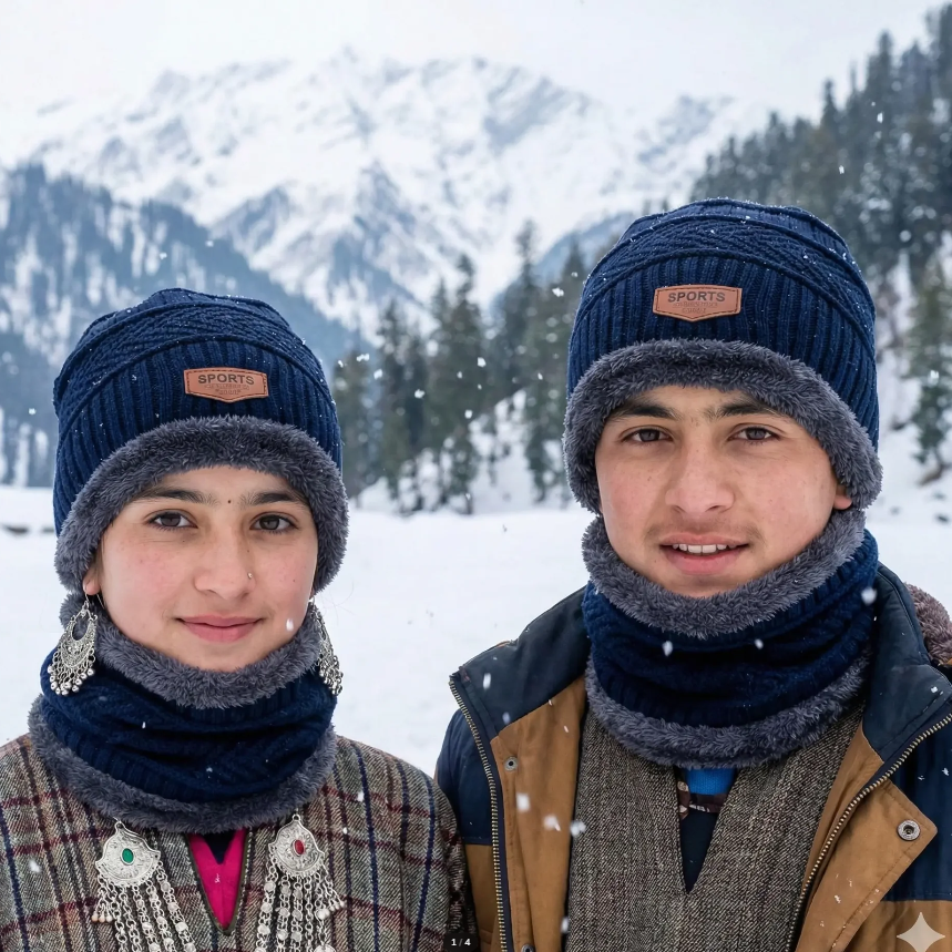 Unisex Woolen Cap Set