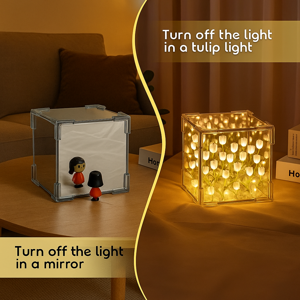 🌷 Tulip Mirror Lamp – Elegant Multicolor Desk Light - ɢɪꜰᴛʟᴜxᴇ