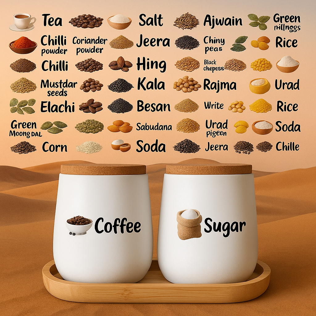 3D Waterproof Kitchen Spice Jar Label Stickers (Pack of 60 Stickers) - ɢɪꜰᴛʟᴜxᴇ